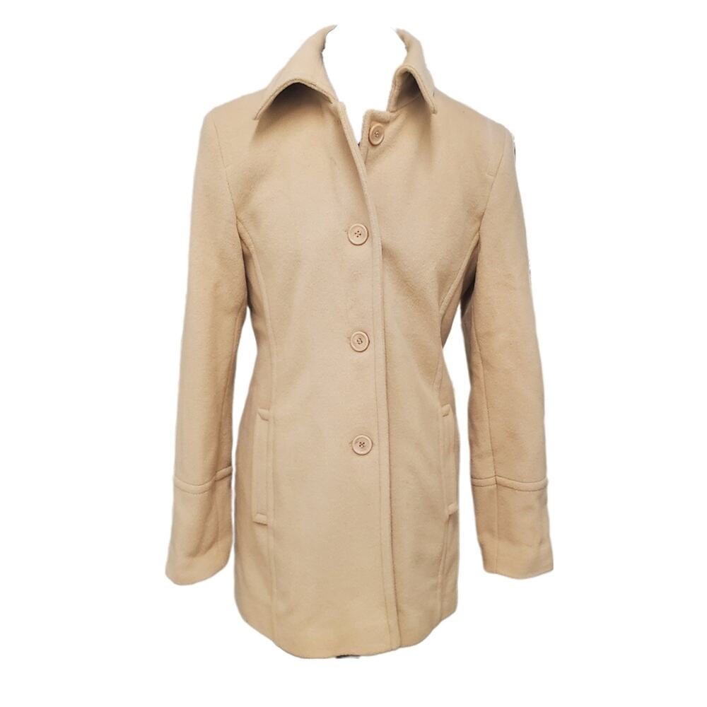 Marvin Richards Cashmere wool blend Oatmeal button front coat S Small